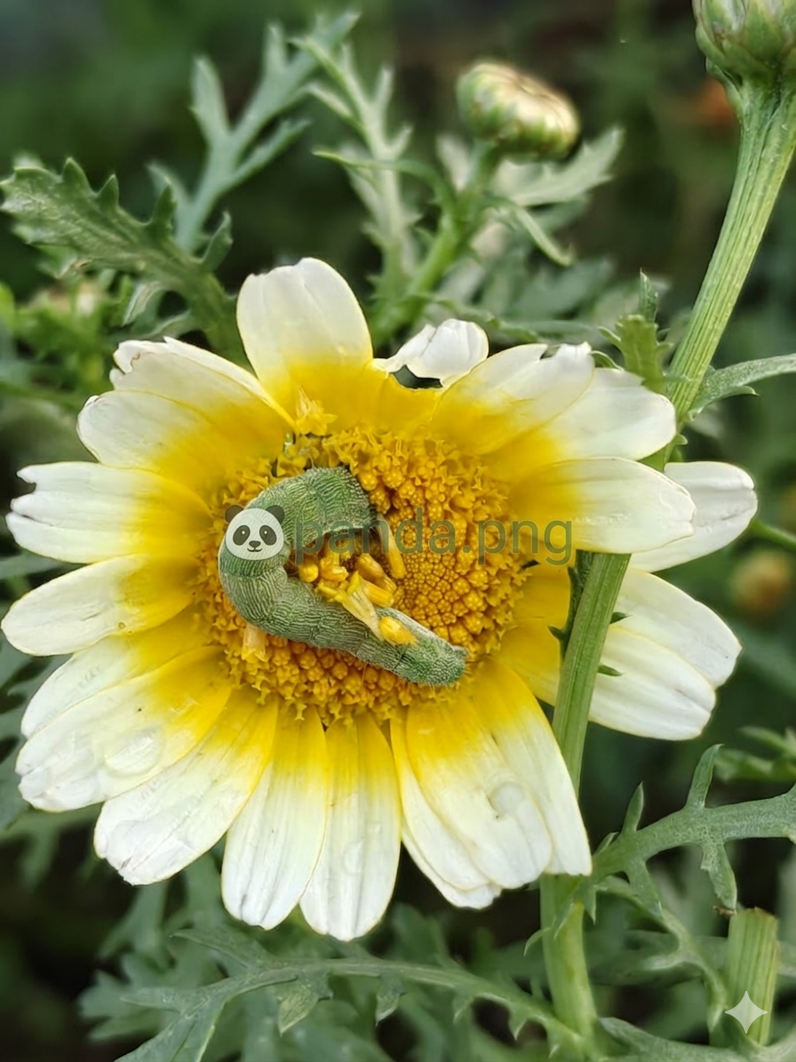 Garden Inhabitant: The Green Looper & Crown Daisy